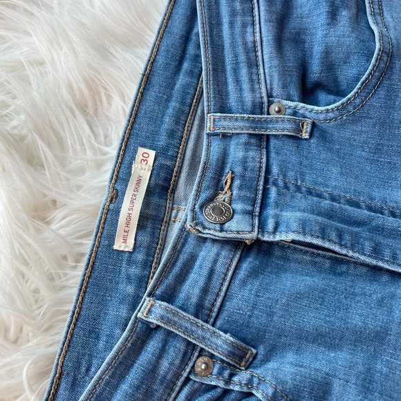 Levi's Mile High Super Skinny Blue Jeans - Picture 2 of 5